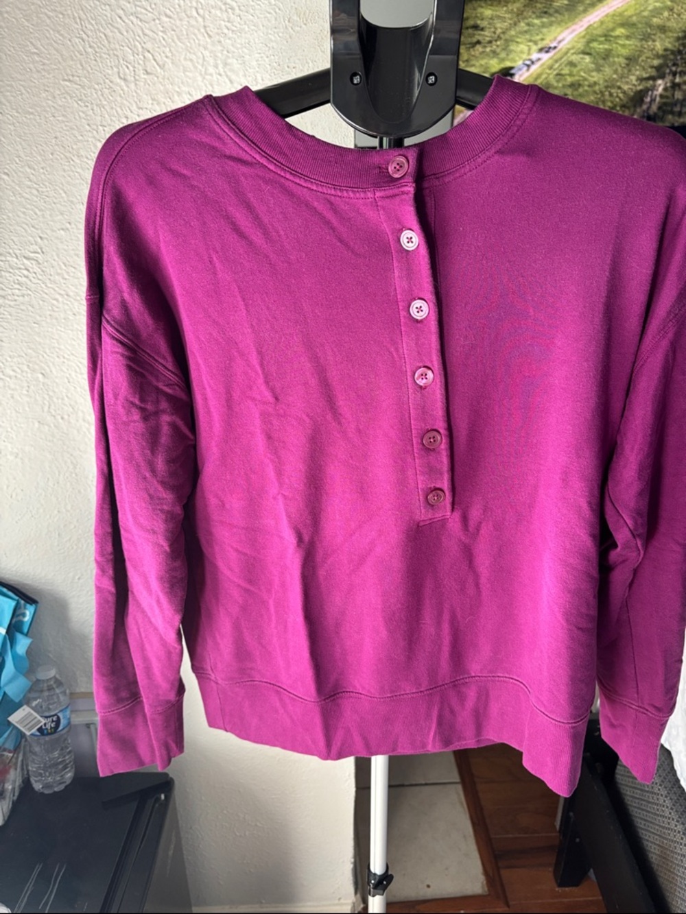 Athleta Magenta Henley Sweatshirt